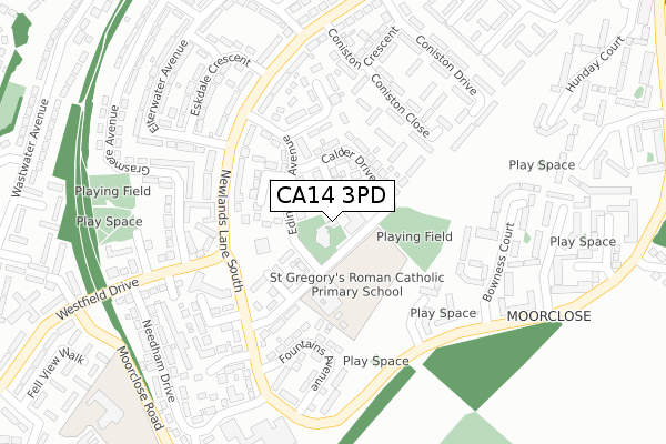CA14 3PD map - large scale - OS Open Zoomstack (Ordnance Survey)