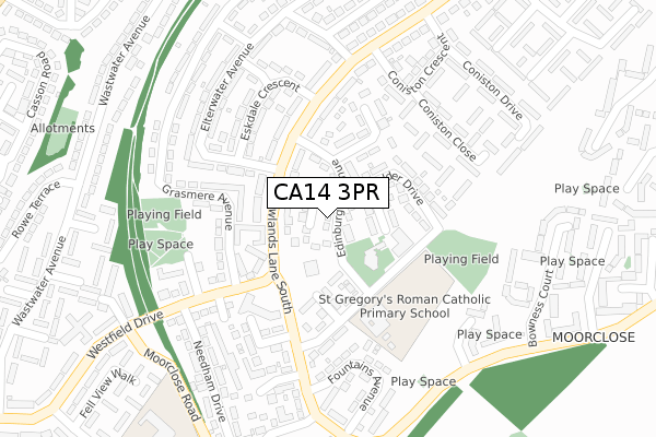CA14 3PR map - large scale - OS Open Zoomstack (Ordnance Survey)