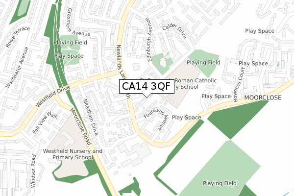 CA14 3QF map - large scale - OS Open Zoomstack (Ordnance Survey)