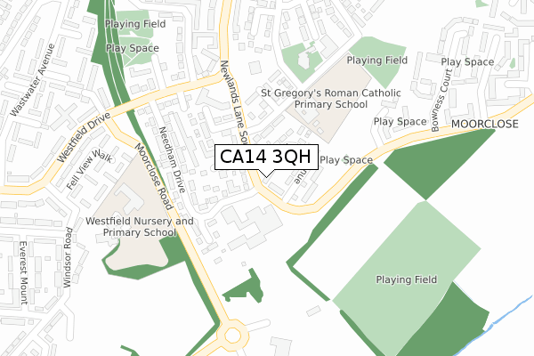 CA14 3QH map - large scale - OS Open Zoomstack (Ordnance Survey)