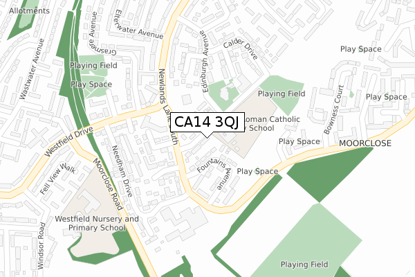 CA14 3QJ map - large scale - OS Open Zoomstack (Ordnance Survey)