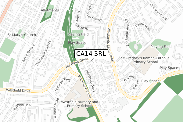 CA14 3RL map - large scale - OS Open Zoomstack (Ordnance Survey)