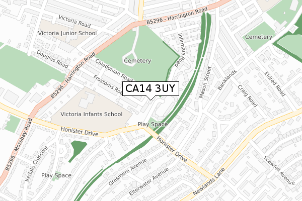 CA14 3UY map - large scale - OS Open Zoomstack (Ordnance Survey)