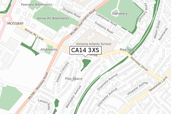 CA14 3XS map - large scale - OS Open Zoomstack (Ordnance Survey) CA14 3XS map - large scale - OS Open Zoomstack (Ordnance Survey)