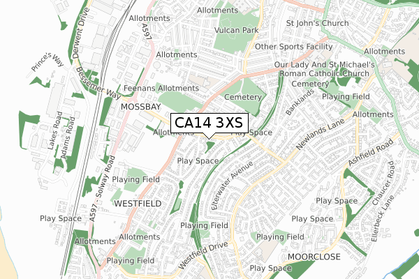CA14 3XS map - small scale - OS Open Zoomstack (Ordnance Survey) CA14 3XS map - small scale - OS Open Zoomstack (Ordnance Survey)