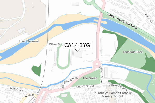 CA14 3YG map - large scale - OS Open Zoomstack (Ordnance Survey)