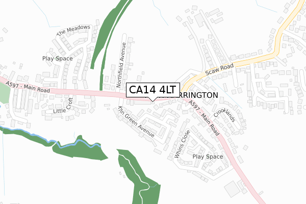 CA14 4LT map - large scale - OS Open Zoomstack (Ordnance Survey)