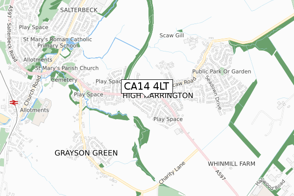 CA14 4LT map - small scale - OS Open Zoomstack (Ordnance Survey)