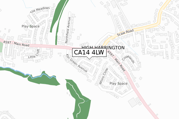 CA14 4LW map - large scale - OS Open Zoomstack (Ordnance Survey)
