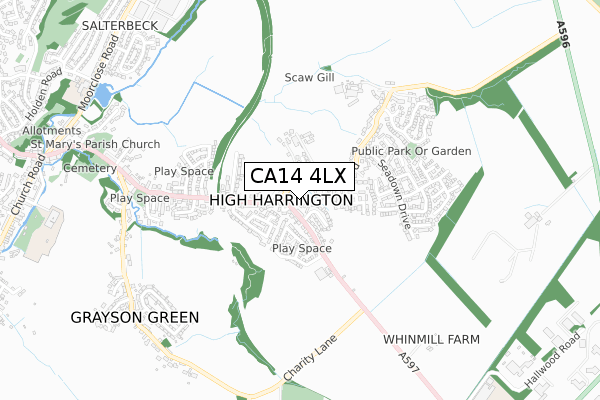 CA14 4LX map - small scale - OS Open Zoomstack (Ordnance Survey)