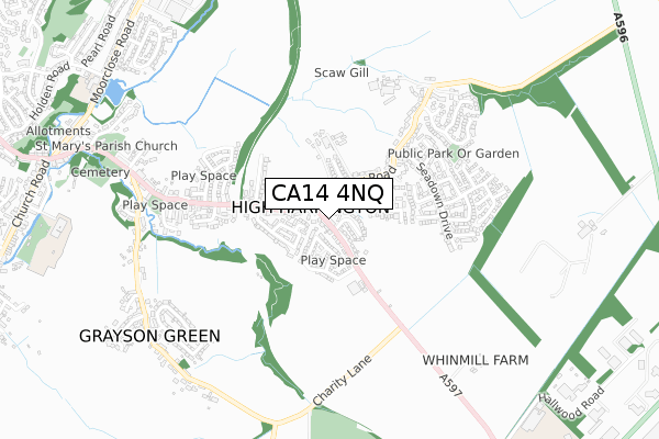 CA14 4NQ map - small scale - OS Open Zoomstack (Ordnance Survey)