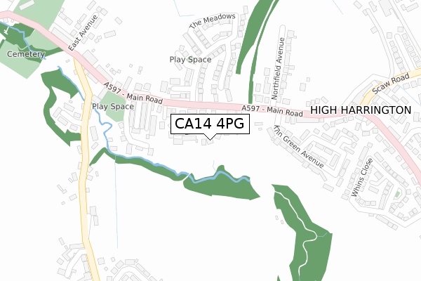 CA14 4PG map - large scale - OS Open Zoomstack (Ordnance Survey)
