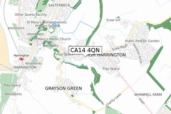 CA14 4QN map - small scale - OS Open Zoomstack (Ordnance Survey)