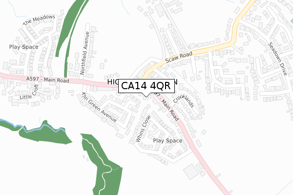 CA14 4QR map - large scale - OS Open Zoomstack (Ordnance Survey)