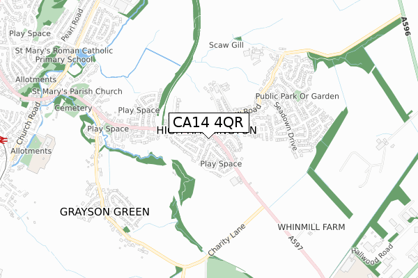 CA14 4QR map - small scale - OS Open Zoomstack (Ordnance Survey)