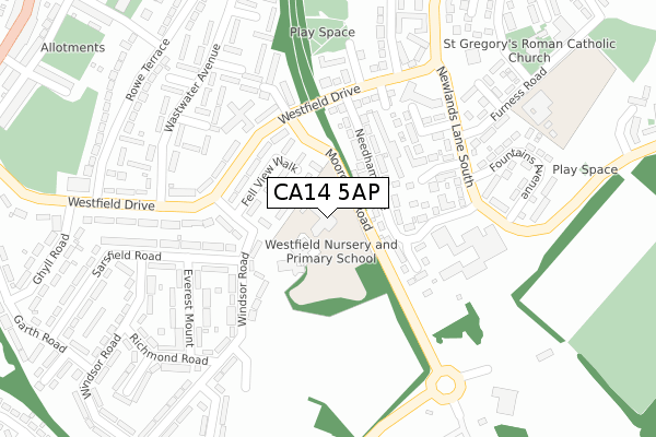 CA14 5AP map - large scale - OS Open Zoomstack (Ordnance Survey)