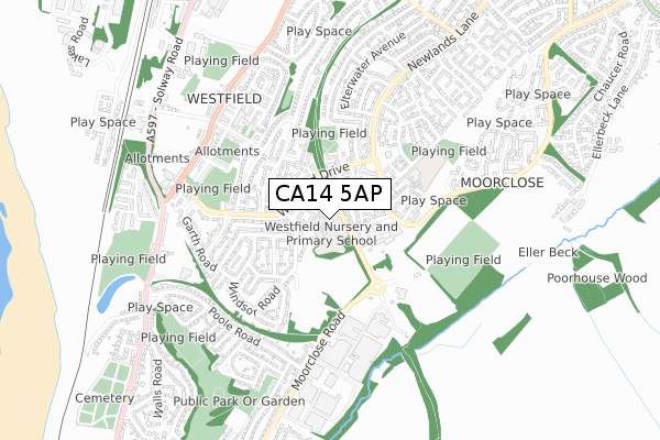 CA14 5AP map - small scale - OS Open Zoomstack (Ordnance Survey)