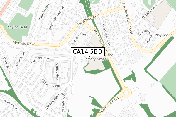 CA14 5BD map - large scale - OS Open Zoomstack (Ordnance Survey)