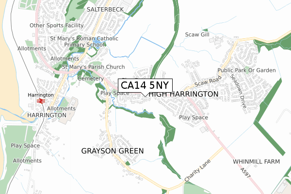 CA14 5NY map - small scale - OS Open Zoomstack (Ordnance Survey)