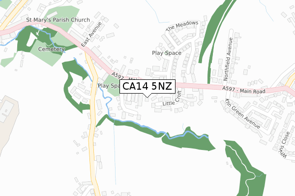CA14 5NZ map - large scale - OS Open Zoomstack (Ordnance Survey)