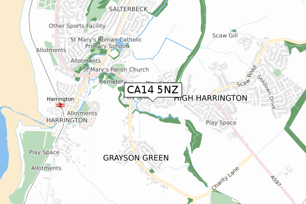 CA14 5NZ map - small scale - OS Open Zoomstack (Ordnance Survey)