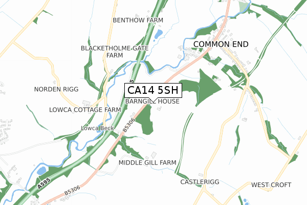 CA14 5SH map - small scale - OS Open Zoomstack (Ordnance Survey)