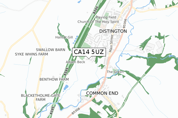 CA14 5UZ map - small scale - OS Open Zoomstack (Ordnance Survey)