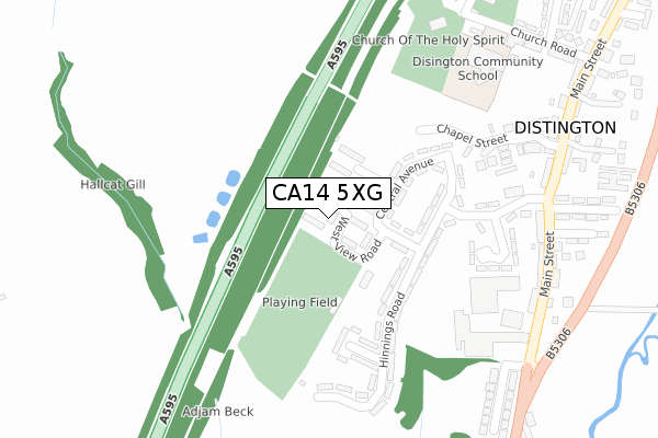 CA14 5XG map - large scale - OS Open Zoomstack (Ordnance Survey)