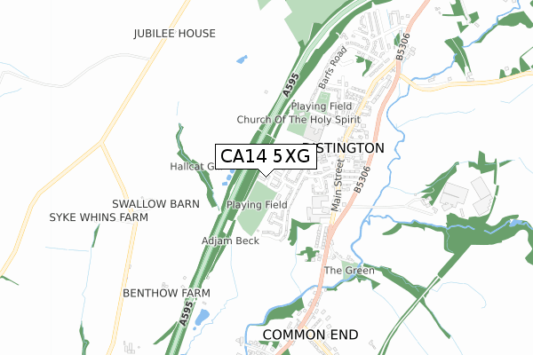 CA14 5XG map - small scale - OS Open Zoomstack (Ordnance Survey)