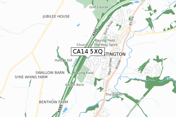 CA14 5XQ map - small scale - OS Open Zoomstack (Ordnance Survey)