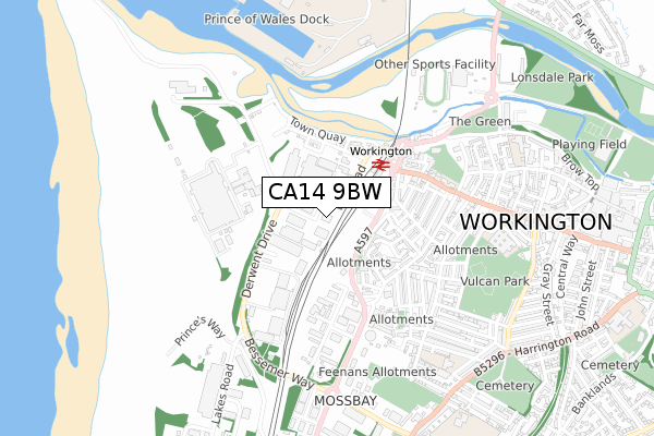 CA14 9BW map - small scale - OS Open Zoomstack (Ordnance Survey) CA14 9BW map - small scale - OS Open Zoomstack (Ordnance Survey)