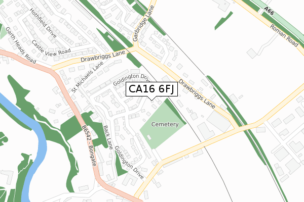 CA16 6FJ map - large scale - OS Open Zoomstack (Ordnance Survey)