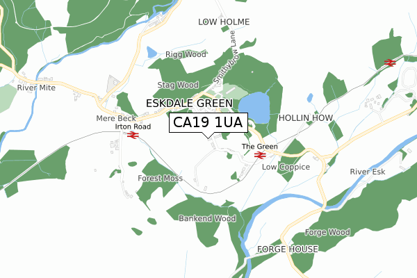 CA19 1UA map - small scale - OS Open Zoomstack (Ordnance Survey)