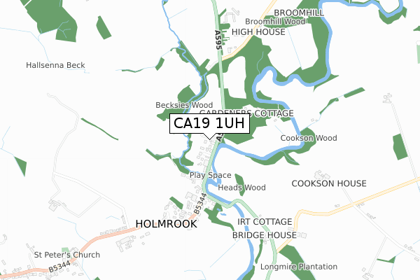 CA19 1UH map - small scale - OS Open Zoomstack (Ordnance Survey)