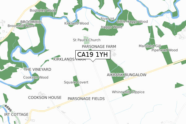 CA19 1YH map - small scale - OS Open Zoomstack (Ordnance Survey)