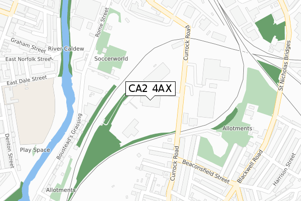 CA2 4AX map - large scale - OS Open Zoomstack (Ordnance Survey)