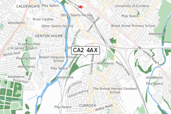 CA2 4AX map - small scale - OS Open Zoomstack (Ordnance Survey)