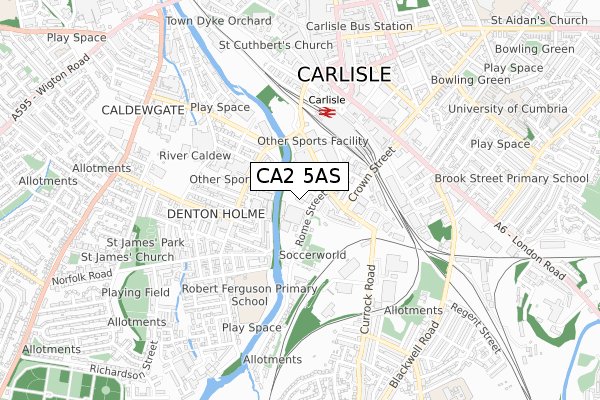 CA2 5AS map - small scale - OS Open Zoomstack (Ordnance Survey)