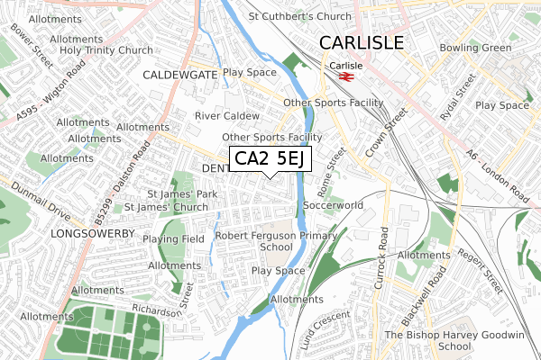 CA2 5EJ map - small scale - OS Open Zoomstack (Ordnance Survey)