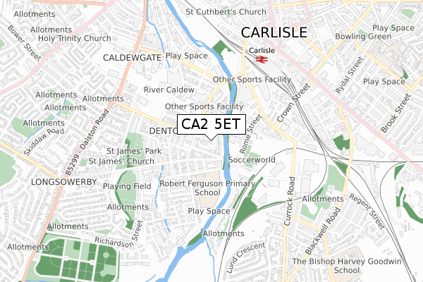 CA2 5ET map - small scale - OS Open Zoomstack (Ordnance Survey)