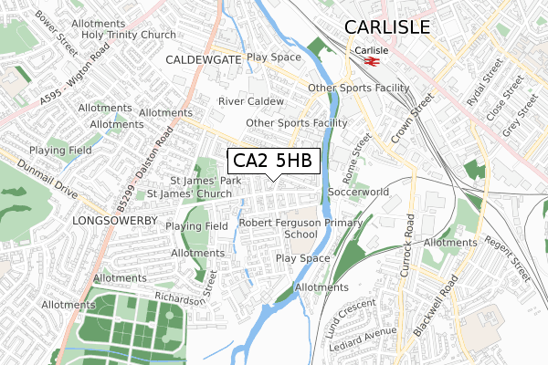 CA2 5HB map - small scale - OS Open Zoomstack (Ordnance Survey)