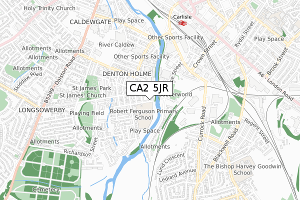 CA2 5JR map - small scale - OS Open Zoomstack (Ordnance Survey)