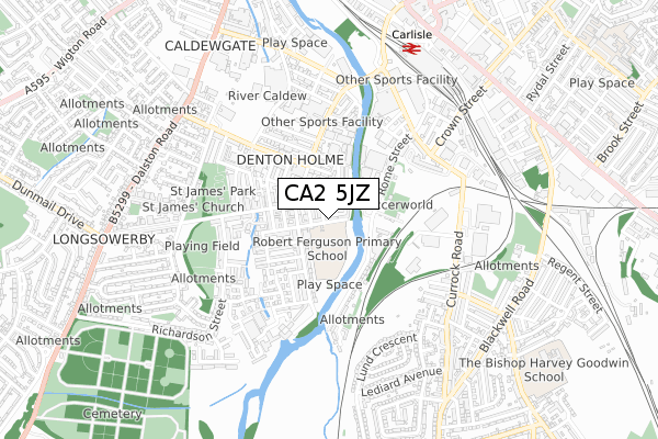 CA2 5JZ map - small scale - OS Open Zoomstack (Ordnance Survey)