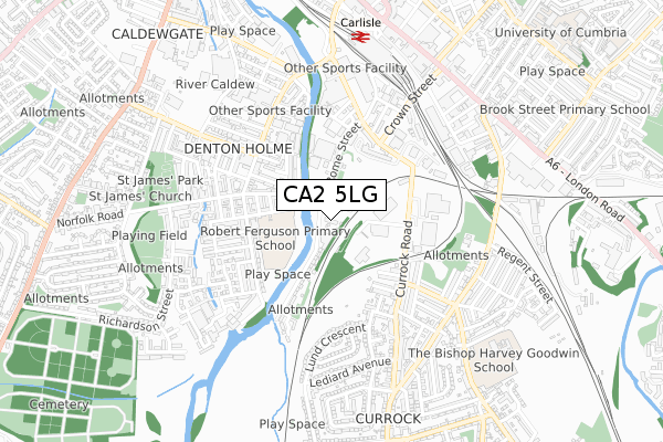 CA2 5LG map - small scale - OS Open Zoomstack (Ordnance Survey)