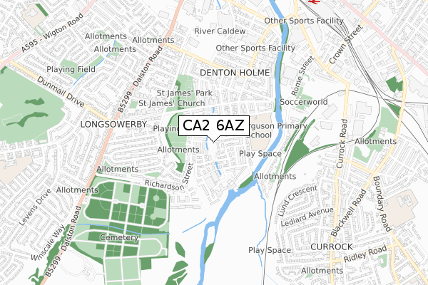 CA2 6AZ map - small scale - OS Open Zoomstack (Ordnance Survey)