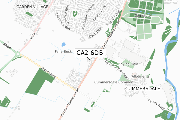 CA2 6DB map - small scale - OS Open Zoomstack (Ordnance Survey)