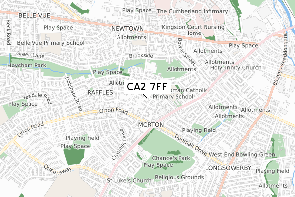 CA2 7FF map - small scale - OS Open Zoomstack (Ordnance Survey)