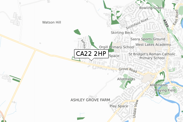 CA22 2HP map - small scale - OS Open Zoomstack (Ordnance Survey)