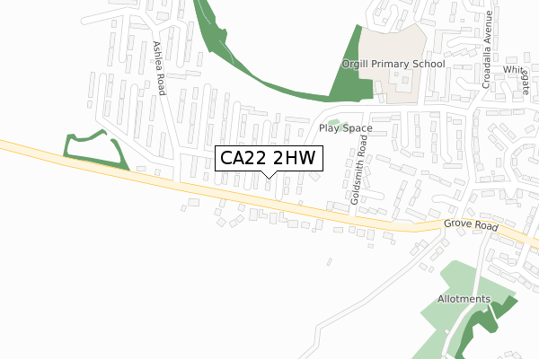 CA22 2HW map - large scale - OS Open Zoomstack (Ordnance Survey)