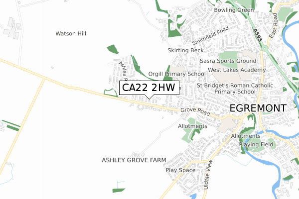 CA22 2HW map - small scale - OS Open Zoomstack (Ordnance Survey)